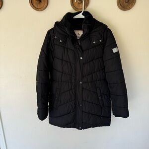 Abercrombie Kids black mid length puffer winter coat size 15/ 16